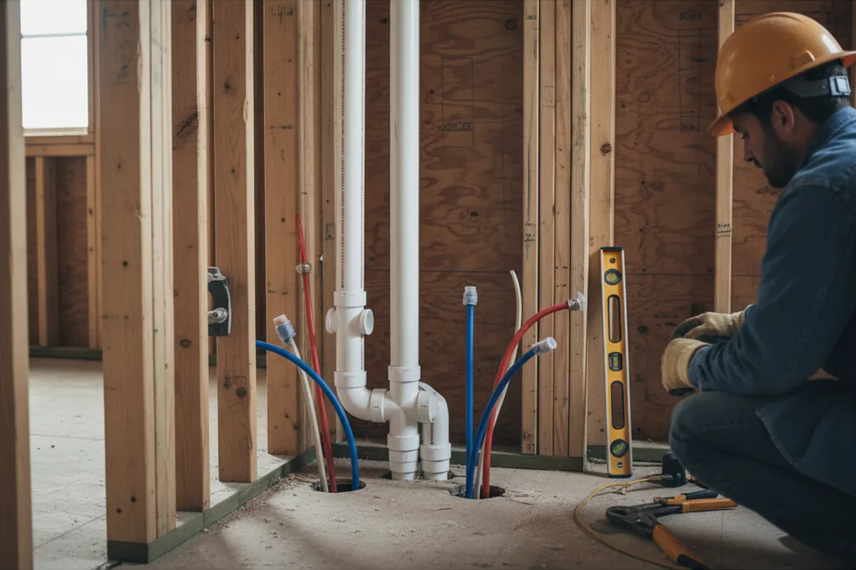 Drain and supply rough-in during Drain Cleaning in Middletown